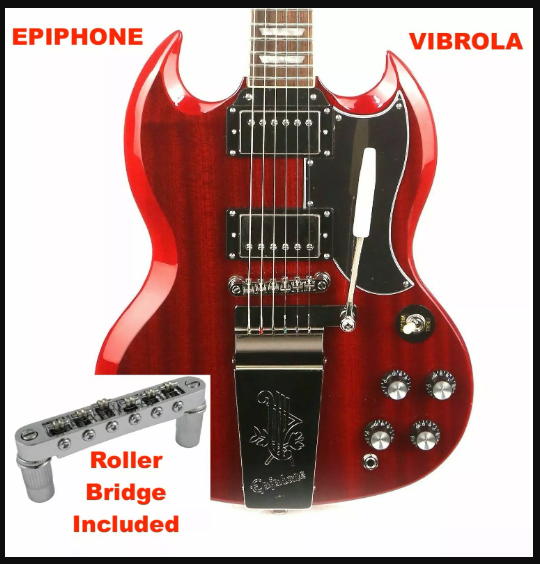 AWESOME ENGRAVED VIBROLA Lyre For Epiphone SG, FireBird Guitar With Roller Bridge