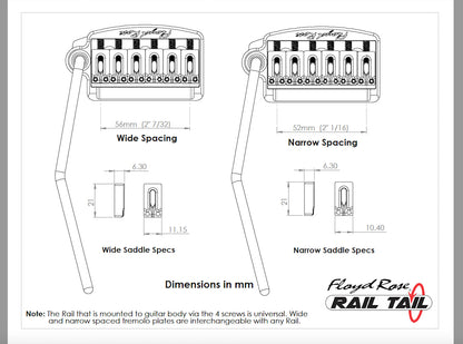 Floyd Rose RT400N Nickel Rail Tail Tremolo Fender Stratocaster 6 hole bridge UPGRADE Narrow Spacing