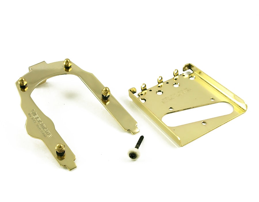 Vibramate V5-TEV-2 GOLD Vintage Fender 4 screw Ashtray Bridge Telecaster EZ bolt-on Adapter For Bigsby B5