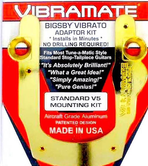 Vibramate V5 G Gold bolt on Bigsby B5 tremolo Adapter no holes or mods needed