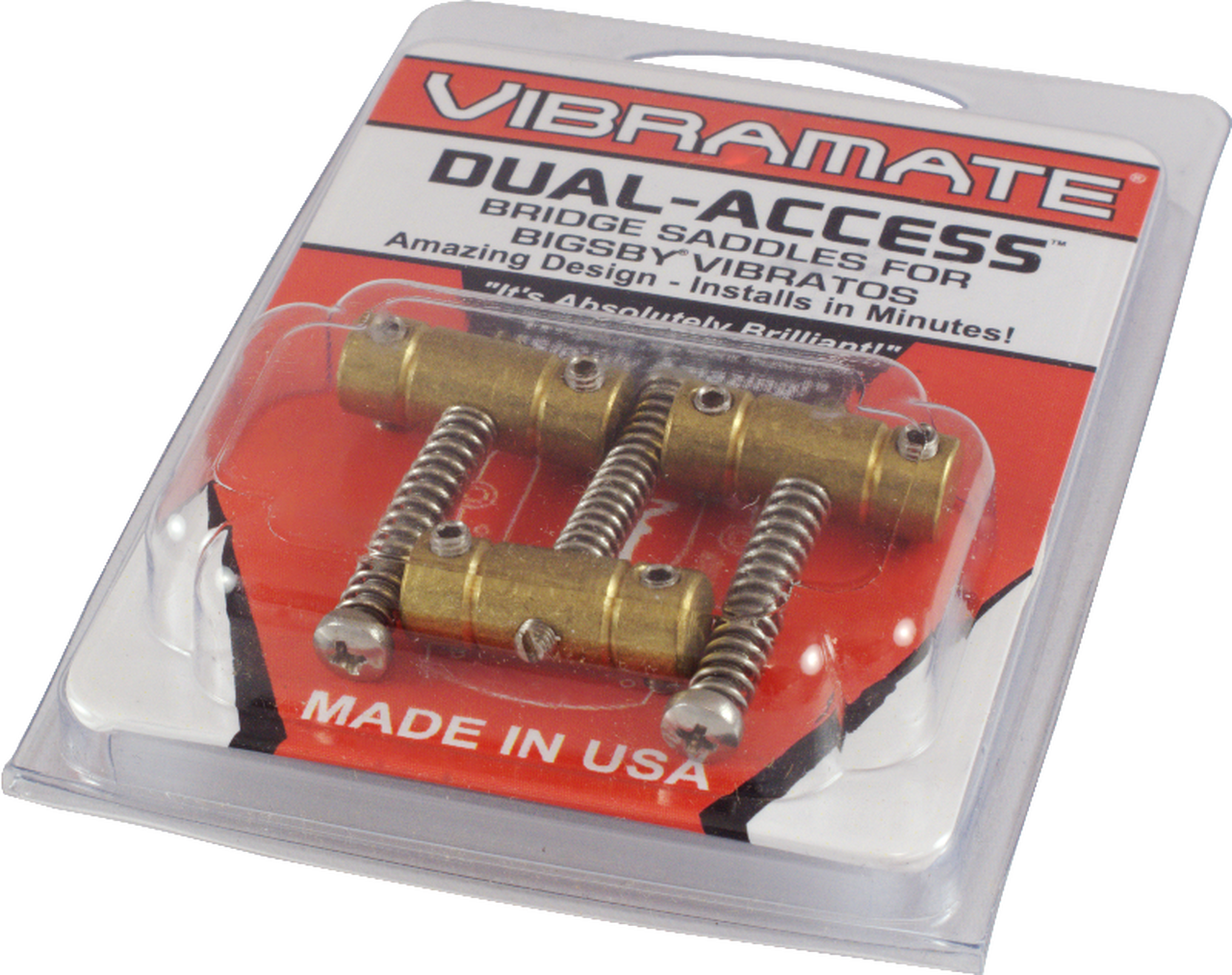 Vibramate VB-V5-TE Dual Access Bridge Saddle set in Brass
